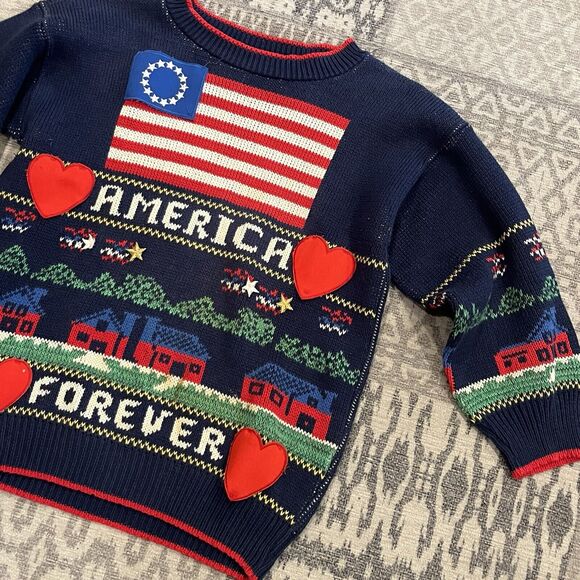 Sweater Loft Womens Patriotic Sweater Small Vintage America Forever Made In USA - Picture 5 of 11